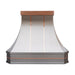 custom stainless steel range hood curved shape with nature copper straps and crown at RangeHoodMaster
