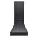 stainless steel range hood matte black color with straps and round rivets for high ceiling