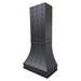 stainless steel range hood matte black color with straps and round rivets for high ceiling