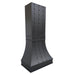 stainless steel range hood matte black color with straps and round rivets for high ceiling