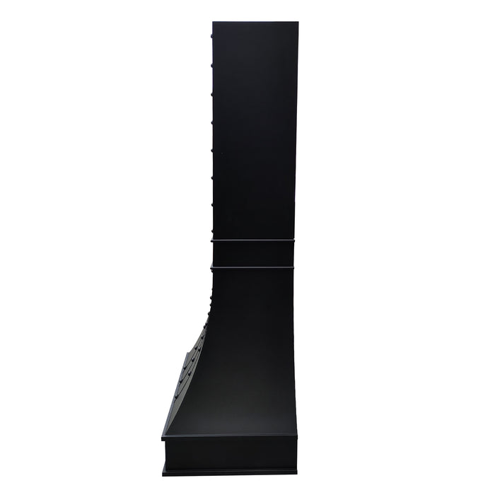 RHM Custom Stainless Steel Stove Hood Matte Black for High Ceiling SH7-CC3S