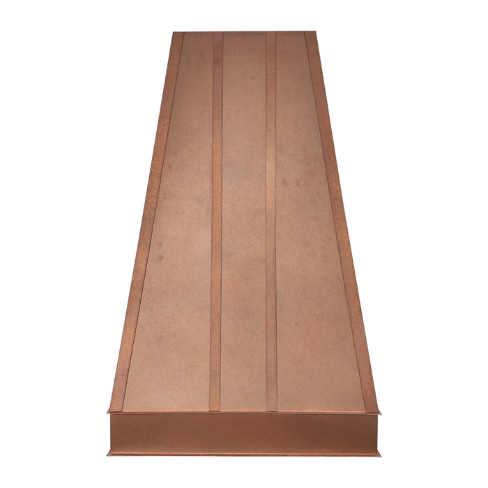custom copper range hood in vintage patina color finish weather texture taper design at rangehoodmaster