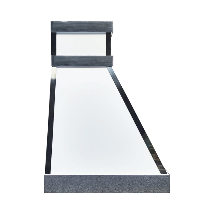 RHM Custom White Stainless Steel Range Hood Taper Shape with Mirror Straps SH34-2W5S
