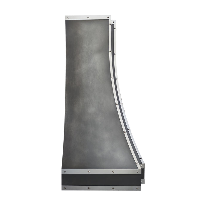 RHM Custom Zinc Range Hood Industurial Curved Design with Stainless Steel Decor ZH33-6TRA