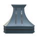 stainless steel range hood with custom blue color and bronze accents