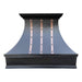 custom farmhouse black copper range hood custom curved shape with natural copper straps and rivets at rangehoodmaster
