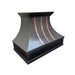 custom farmhouse black copper range hood custom curved shape with natural copper straps and rivets at rangehoodmaster