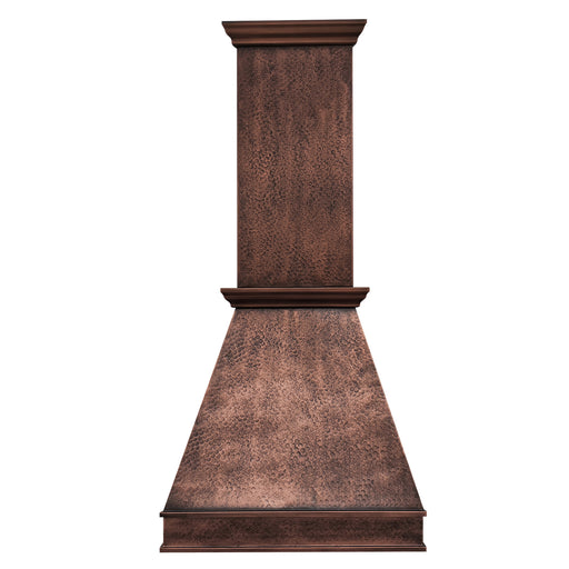 RangeHoodMaster classic farmhouse copper range hoods custom designed with high chimney extension at Tennessee