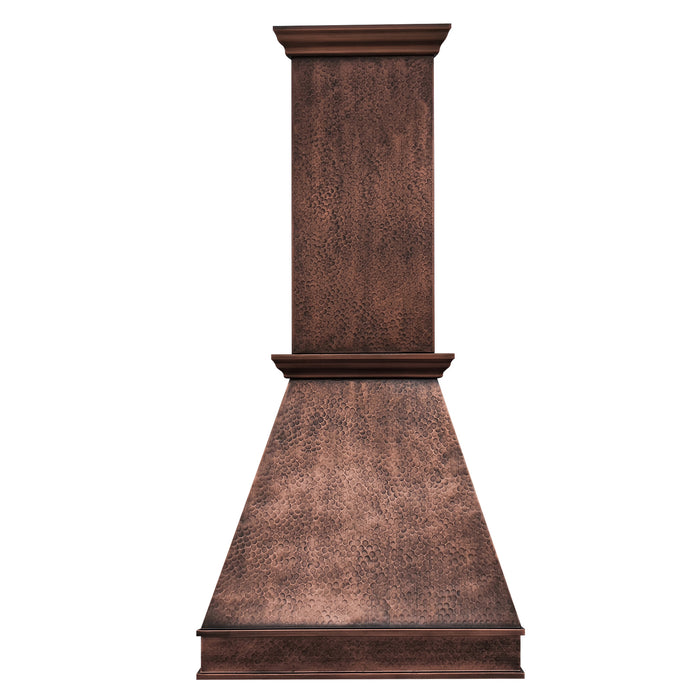 RangeHoodMaster classic farmhouse copper range hoods custom designed with high chimney extension at Tennessee