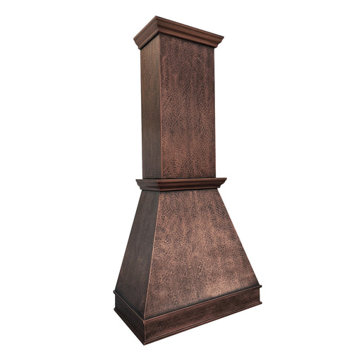 RangeHoodMaster classic farmhouse copper range hoods custom designed with high chimney extension at Tennessee