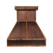custom farmhouse copper range hood with wood trim angeld shape with rivets at rangehoodmaster