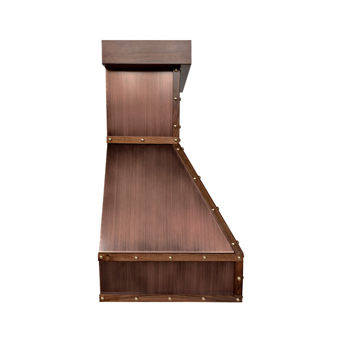RHM Farmhouse Copper Hood with Wood Trims CT-VH07-WD01