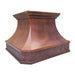 fired copper custom kitchen range hoods curved corner with hand hammered apron pattern from RangeHoodMaster