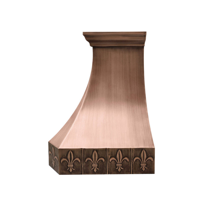 RHM French Traditional Kitchen Copper Range Hood with Hand-hammered Fleur-de-lis CT-VH03F-C