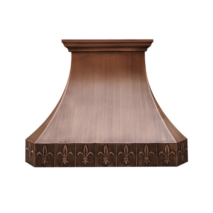 RHM French Traditional Kitchen Copper Range Hood with Hand-hammered Fleur-de-lis CT-VH03F-C