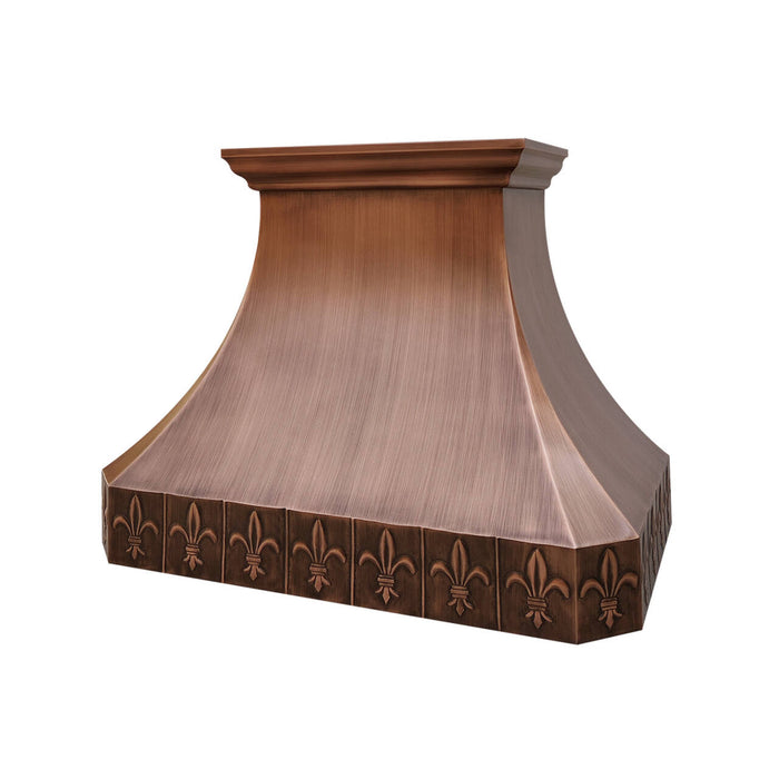 RHM French Traditional Kitchen Copper Range Hood with Hand-hammered Fleur-de-lis CT-VH03F-C