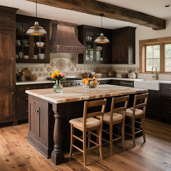 RHM French Traditional Kitchen Copper Range Hood with Hand-hammered Fleur-de-lis CT-VH03F-C