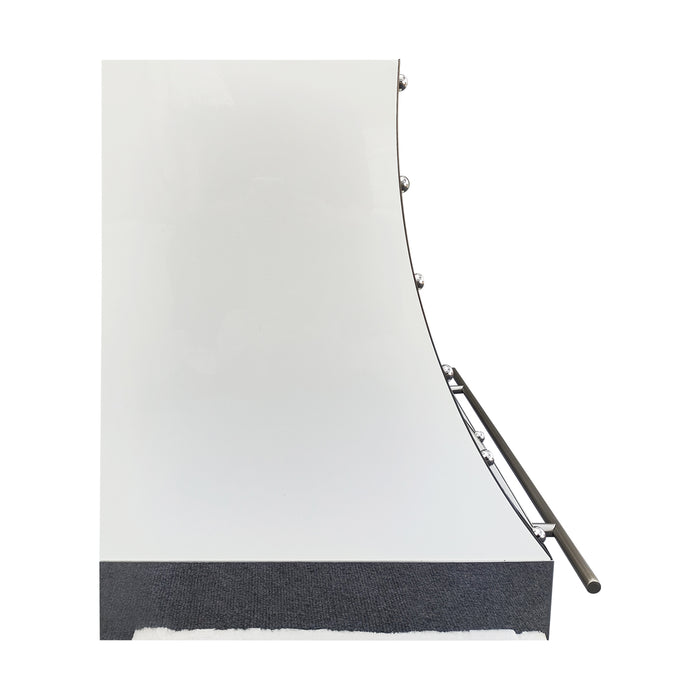 RHM Glossy White Slope Stainless Steel Range Hood with Stainless Pot Rack SH8-GW4MS