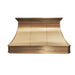 RangeHoodMaster custom brass kitchen range hoods in brushed brass with straps and rivets warm feeling at Flo Rida