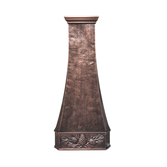 hammered copper range hood with apron
