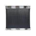 matte black stainless steel custom range hood with ribbed design with polished stainless steel crown and apron handmade at rangehoodmaster