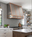 custom brushed stainless steel range hood with copper straps and rivets at rangehoodmaster