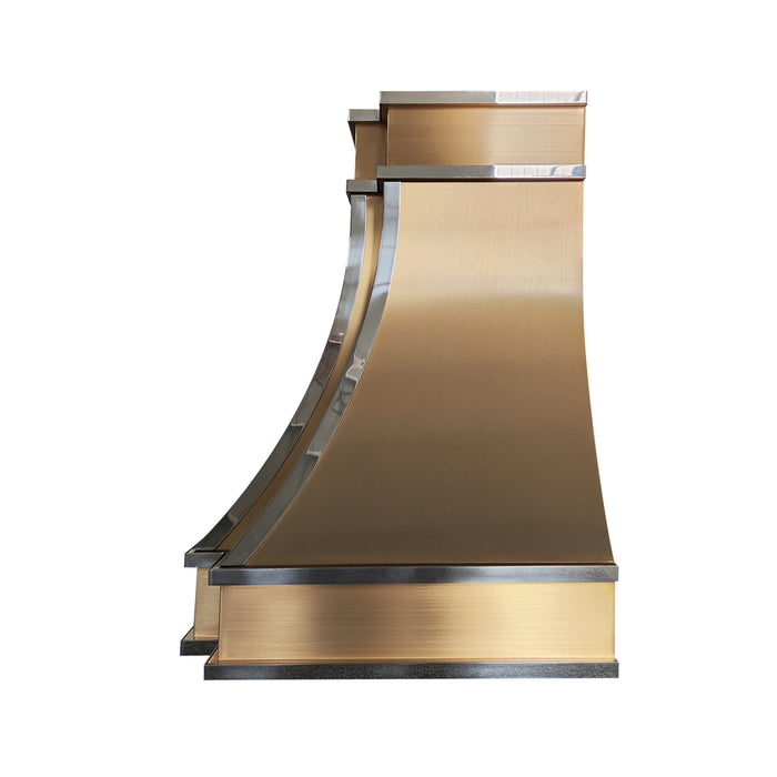 RHM Luxury Brass Custom Kitchen Hood with Mirror Accents SH33-BR6M