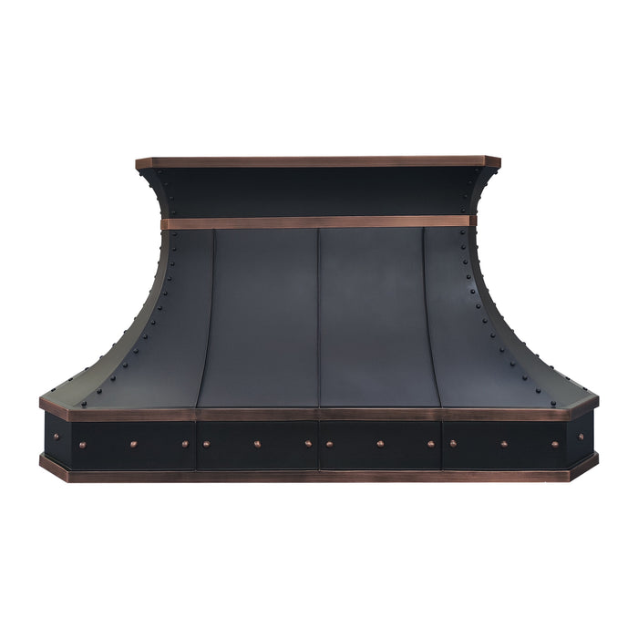 RHM Luxury Curved Copper Oven Hood with Antique Accents CT-VH3TR-8