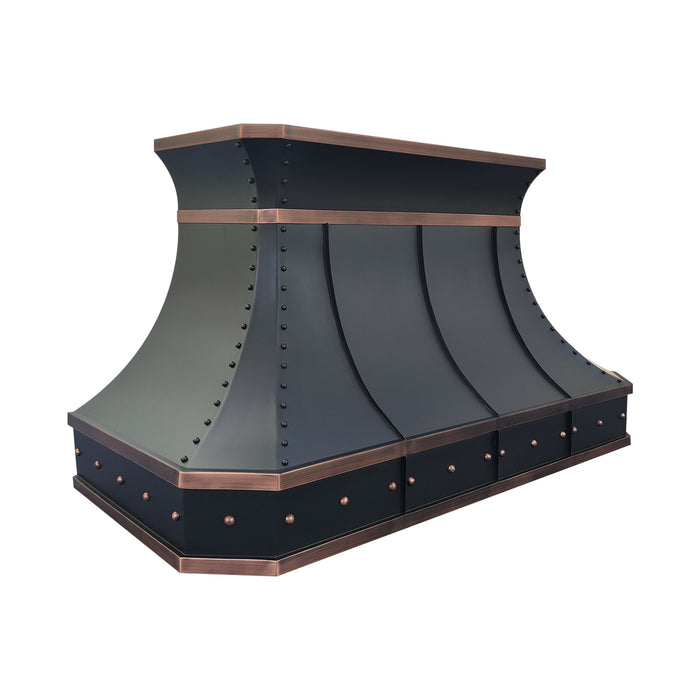 RHM Luxury Curved Copper Oven Hood with Antique Accents CT-VH3TR-8