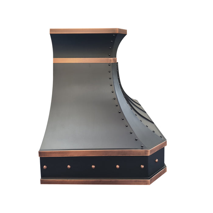 RHM Luxury Curved Copper Oven Hood with Antique Accents CT-VH3TR-8