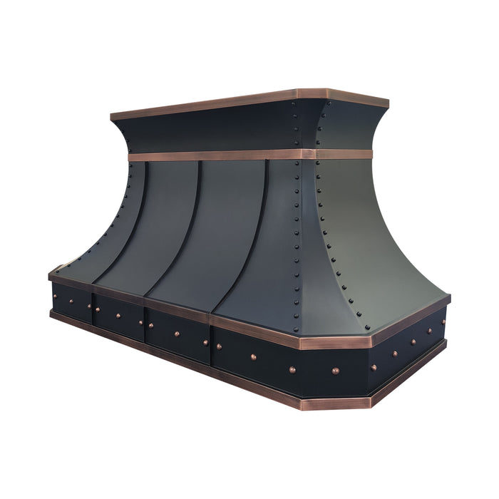 RHM Luxury Curved Copper Oven Hood with Antique Accents CT-VH3TR-8