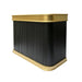 custom flute range hood made in black painted stainless steel with brass trims at RangeHoodMaster