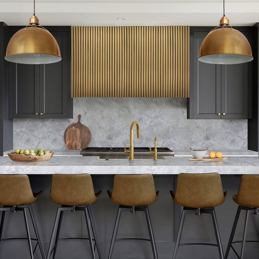 luxury brass range hood with ribs