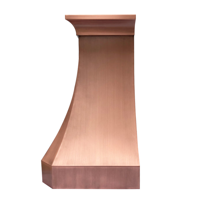 RHM Medium Patina Copper Wall Mount Kitchen Hood 30"W x 36"H x 21" D VH30 (in-stock)