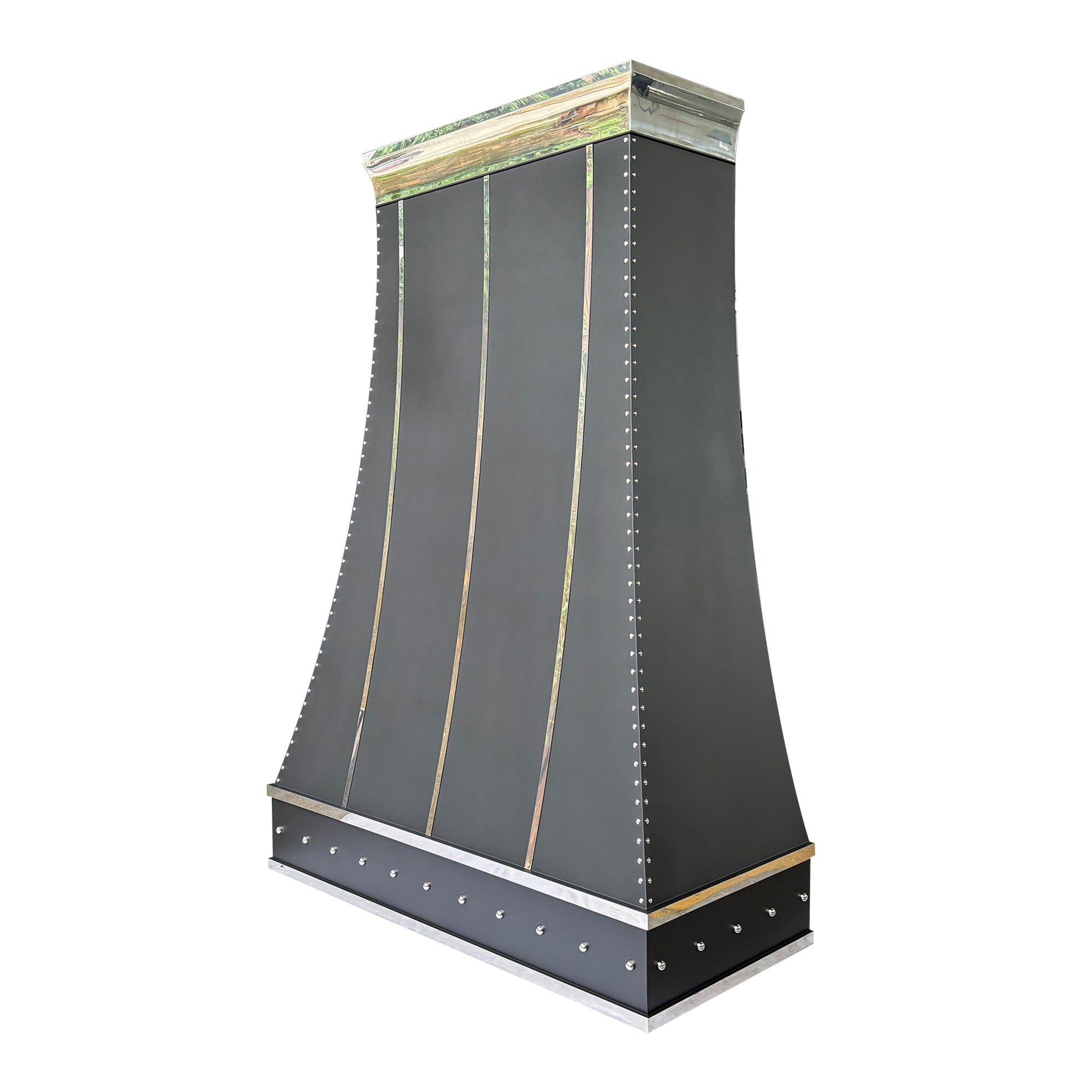 RHM Modern Black Custom Stainless Range Hood with Mirror Accents SH7-S