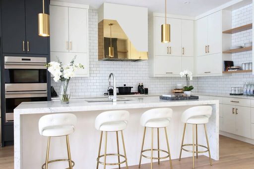 box custom range hood matte white stainless stee with polished brass color blocking modern vide at rangehoodmaster