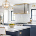 brushed stainless steel range hood with brushed brass straps box shape hood at range hood master