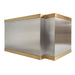 brushed stainless steel range hood with brushed brass straps box shape hood at range hood master