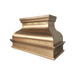 brass riveted custom range hood focal point in traditional kitchen