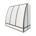 white barrel kitchen hood with antique brass straps custom at rangehoodmaster