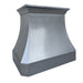 zinc range hood handcrafted with natural non-directional zinc with crown molding curved and clipped corner design