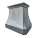 zinc range hood handcrafted with natural non-directional zinc with crown molding curved and clipped corner design