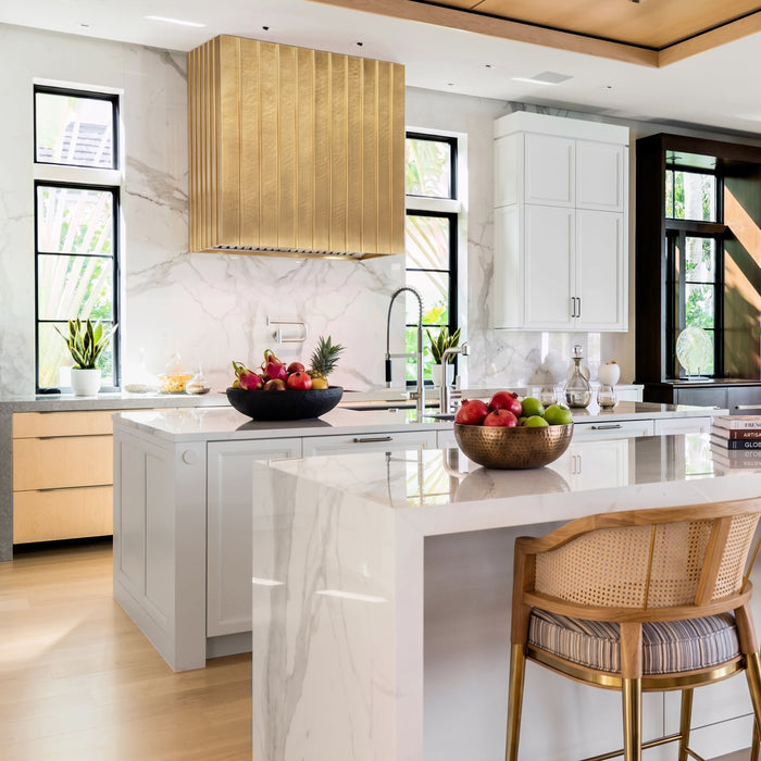 hammered brushed brass range hood