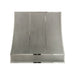 Handcrafted non-direction stainless steel sloped kitchen range hood with decorative polished stainless steel straps and rivets at rangehoodmaster