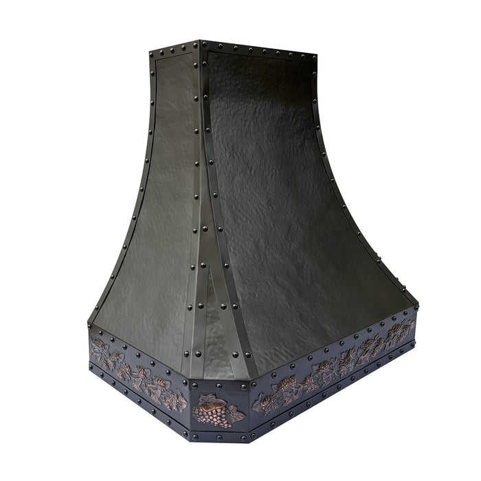 ORB farmhouse copper range hood hand hammered custom design