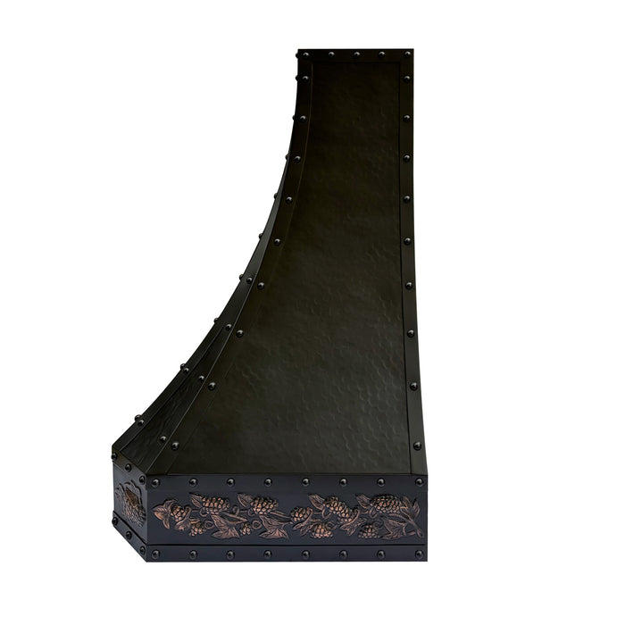 RHM ORB Farmhouse Custom Copper Stove Hood with Hand-Hammered Pattern CT-VH03-ME01