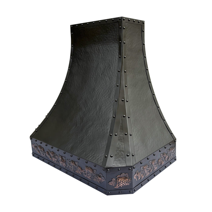 ORB farmhouse copper range hood hand hammered custom design