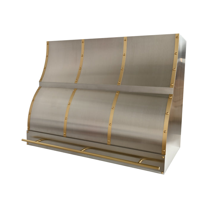 rangehoodmaster custom range hood with brass straps rivets