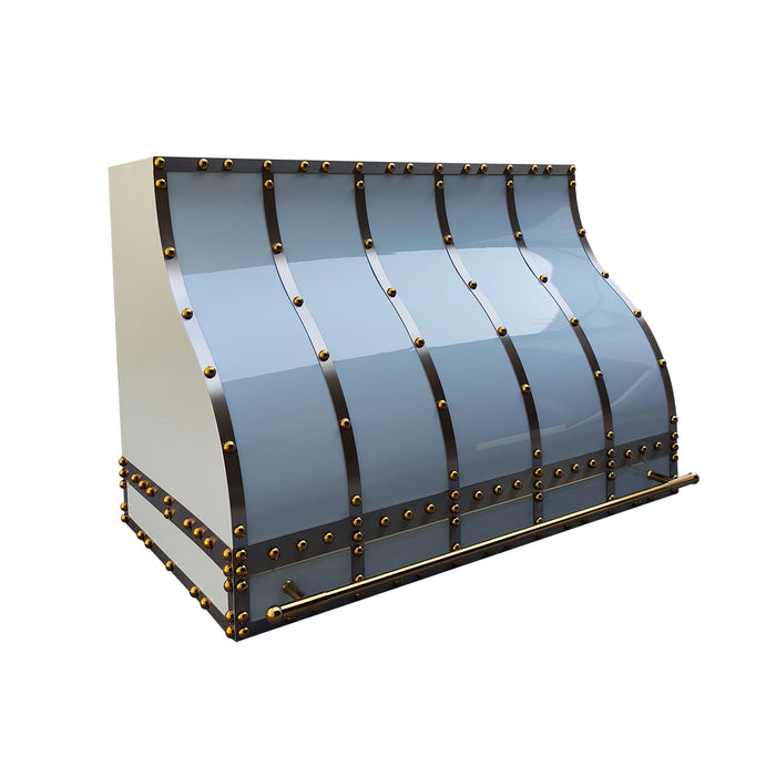 custom blue painted stainless steel range hood 