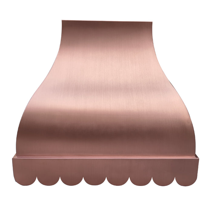 RHM Penny Copper Range Hood with Scalloped Apron 30"W x 27"H x 21"D-VH50 (in-stock)